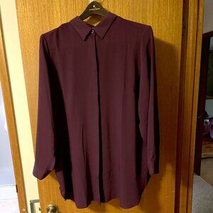 Chico's Size 3 Pleat Back Purple Tunic Shirt Women's  BRAND NEW w/Tags